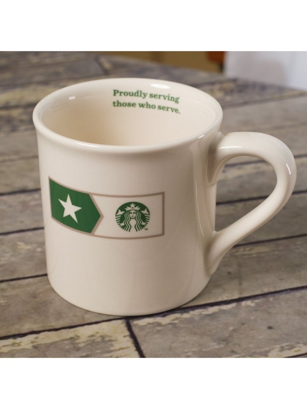 STARBUCKS Proudly Serving Those Who Serve Coffee Mug Military 14 oz 2013 EUC
